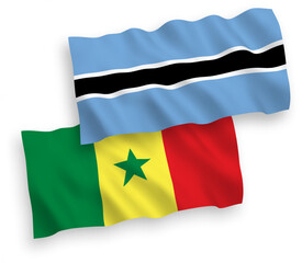 Obraz premium Flags of Republic of Senegal and Botswana on a white background