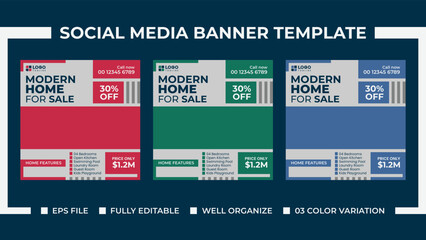 Modern Home Sale Social Media ads Banner Template