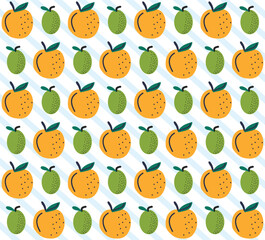 Flat organic doodle pattern background. Hand drawn fruit background. Hand drawn abstract fruit pattern.
