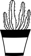 House plant, succulent in a pot. Outline illustration. This art is perfect for invitation cards, spring decor, greeting cards, logo design, branding design, posters, scrapbooking, print, wallpaper, et