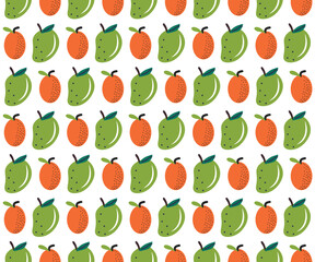 Flat organic doodle pattern background. Hand drawn fruit background. Hand drawn abstract fruit pattern.