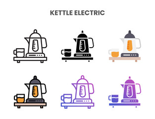 Fototapeta na wymiar Kettle Electric icons vector illustration set line, flat, glyph, outline color gradient. Great for web, app, presentation and more. Editable stroke and pixel perfect.