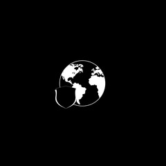 Shield with world globe icon isolated on dark background