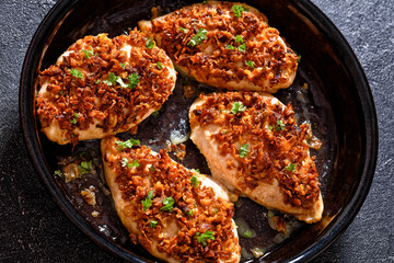 chicken breasts with crunchy fried onion coating