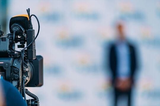 Press interview at an Event outdoors