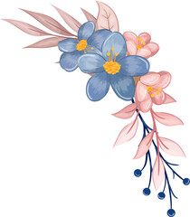 Blue Floral Bouquet With Watercolor