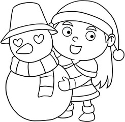 cute cartoon santa lina merry christmas line art for coloring © Kitipong