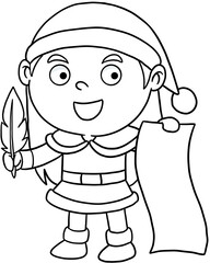 cute cartoon santa lina merry christmas line art for coloring © Kitipong