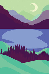 Naklejka premium Night lake in the mountains