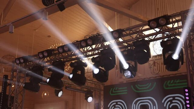 professional light empty stage,floodlights holiday,real light, scene, concert