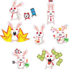 White bunny in red necktie bundle