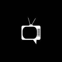 TV chat logo. Chat emblem icon isolated on dark background