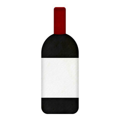 Red wine bottle watercolor illustration