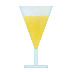 yellow cocktail glass watercolor illustration