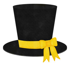 Black Hat with golden yellow ribbon