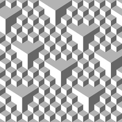 Abstract geometric seamless pattern, cubic grey shade color.