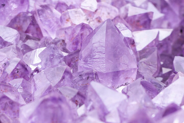 amethyst crystals on white background