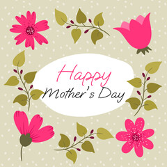 greeting card with floral design and text happy mothers day