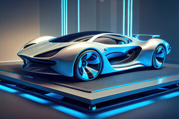 Obraz premium 3d futuristic car model, Generative AI