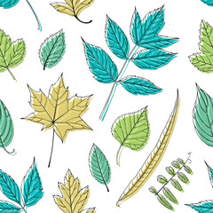 Leaves seamless pattern, vector leaf background