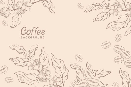 background coffee coffee tree with fruits and grains coffee leaves