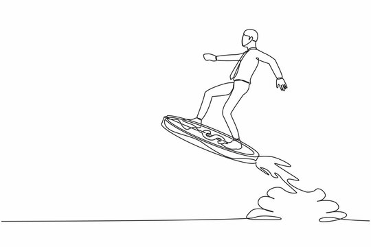 recommend clip art: Single continuous line drawing businessman riding dollar coin rocket flying in the sky. Financial boost concept, business opportunity to success with competitors. One line design vector illustration