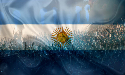 Argentina flag and cheering crowd