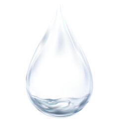 3D Water drop of Clean water on grey transparent background, isolated Transparency Single Blue...