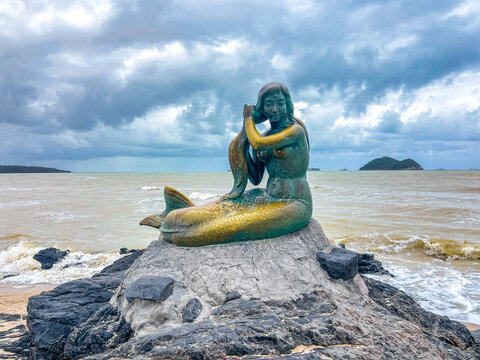 Songkhla mermaid statue in Thailand
