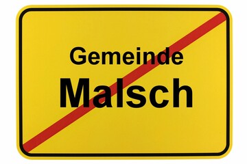 Illustration eines Ortsschildes der Gemeinde Malsch in Baden-Württemberg