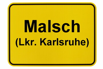 Illustration eines Ortsschildes der Gemeinde Malsch in Baden-Württemberg