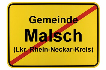 Illustration eines Ortsschildes der Gemeinde Malsch in Baden-Württemberg