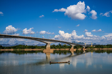 Fototapeta na wymiar Third Thai–Lao Friendship Bridge, is a bridge over the Mekong that connects Nakhon Phanom Province in Thailand with Thakhek, Khammouane in Laos