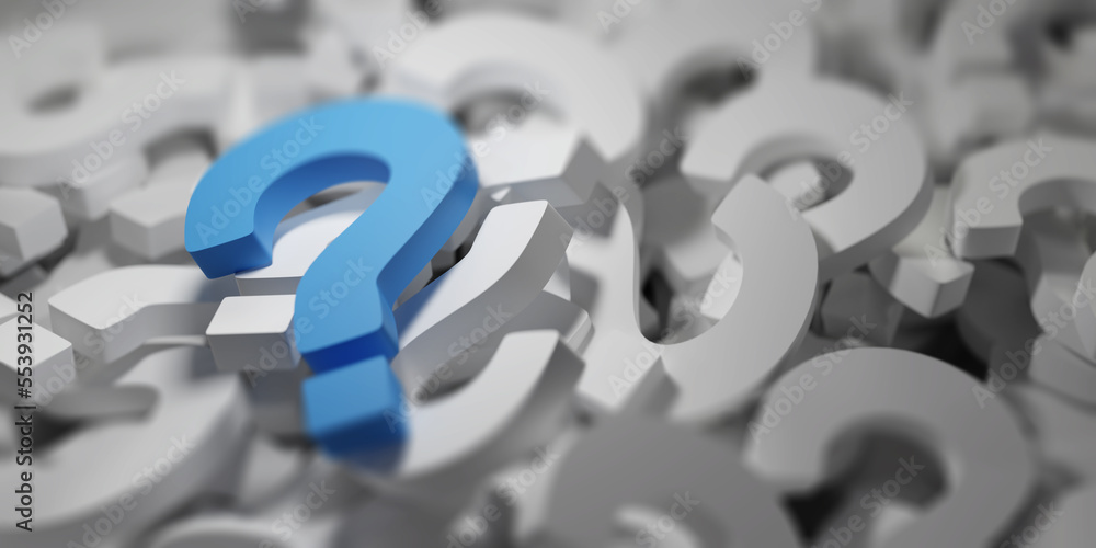 Poster close up question mark background, 3d rendering