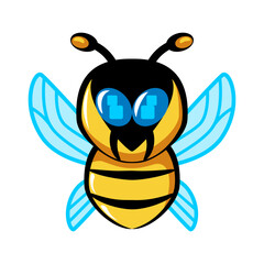 robot bee character mascot vector illustration