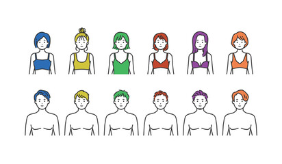 下着姿の人物イラストセット