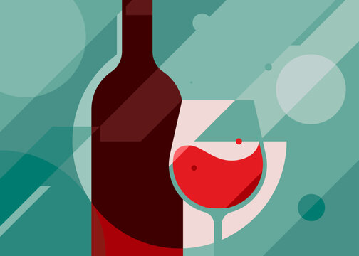 Abstract banner with red wine. Placard design in flat style.