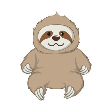 cute cartoon sloth in beige clip art preview
