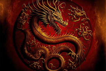 Chinese Dragon, Chinese lunar new year, luck and good fortune (generative ai)