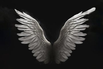 Fototapeta na wymiar Angel Wings on a Dark Background created with Generative AI technology