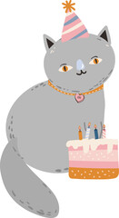 Cute Cat party Birthday Element