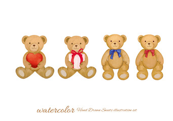 手書きのテディベアと風船