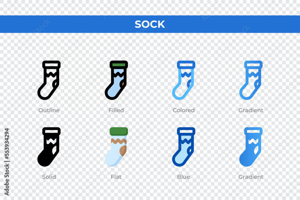 Poster sock icons in different style. sock icons set. holiday symbol. different style icons set. vector ill