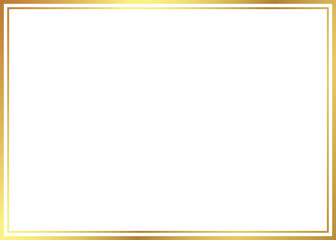 Double rectangle gold frame, duo line golden border  isolated on transparent background, PNG template for 7:5 scale ratio picture, card