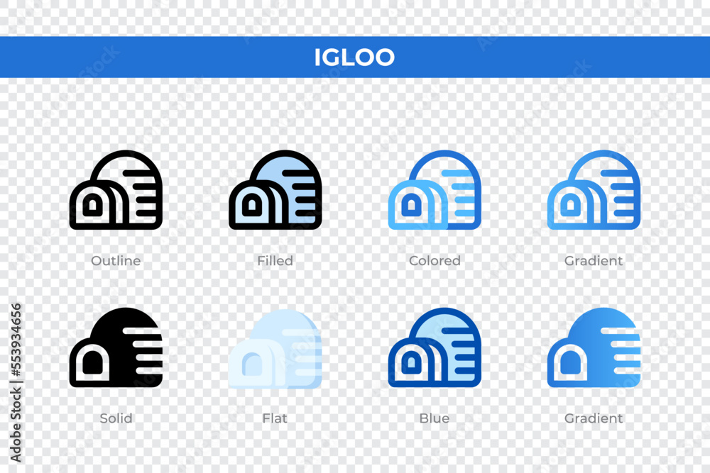 Poster igloo icons in different style. igloo icons set. holiday symbol. different style icons set. vector i