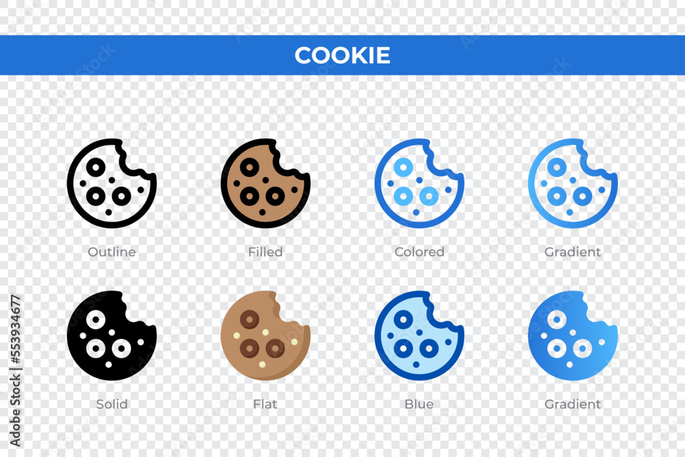 Aufkleber cookie icons in different style. cookie icons set. holiday symbol. different style icons set. vector