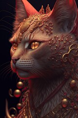 tet Vietnamese lunar new year 2023, Fantasy royal cat zodiac
