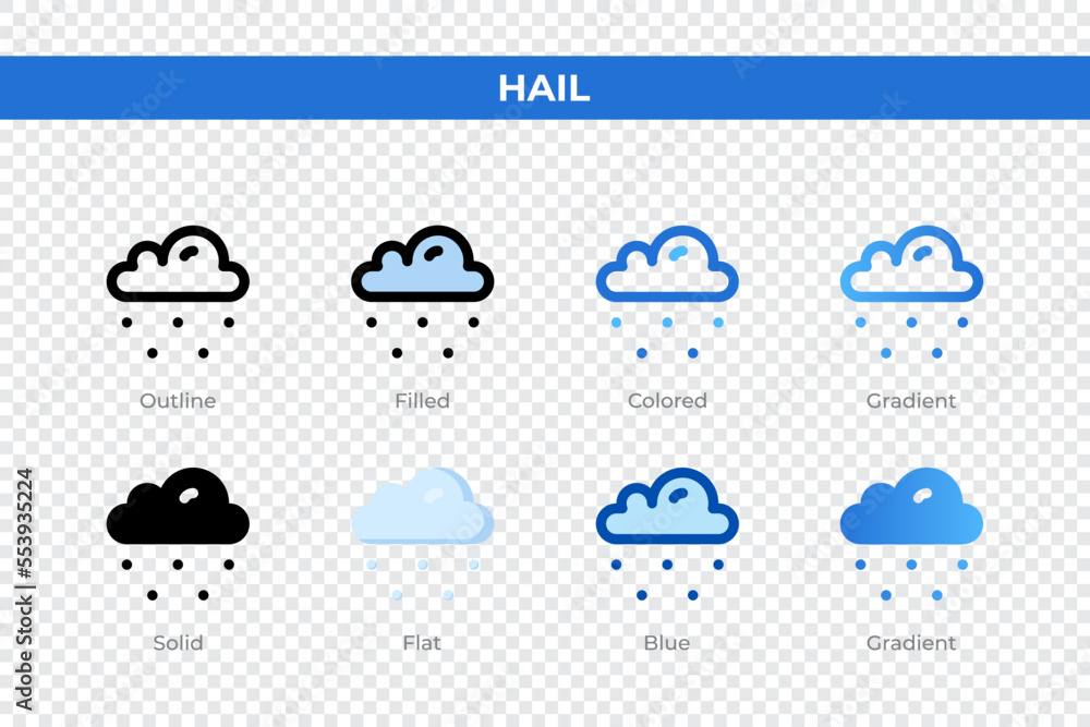 Poster hail icons in different style. hail icons set. holiday symbol. different style icons set. vector ill