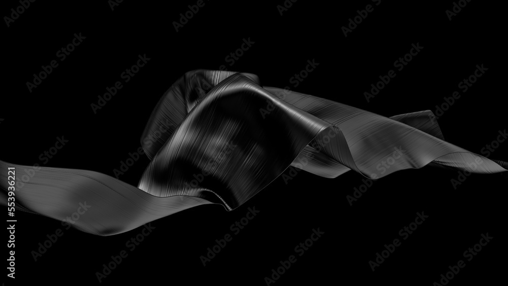 Sticker Cloth piece of silk fabric in dark abstract background