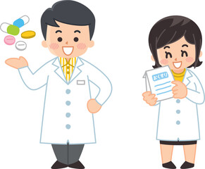 薬剤師の男女　医療従事者